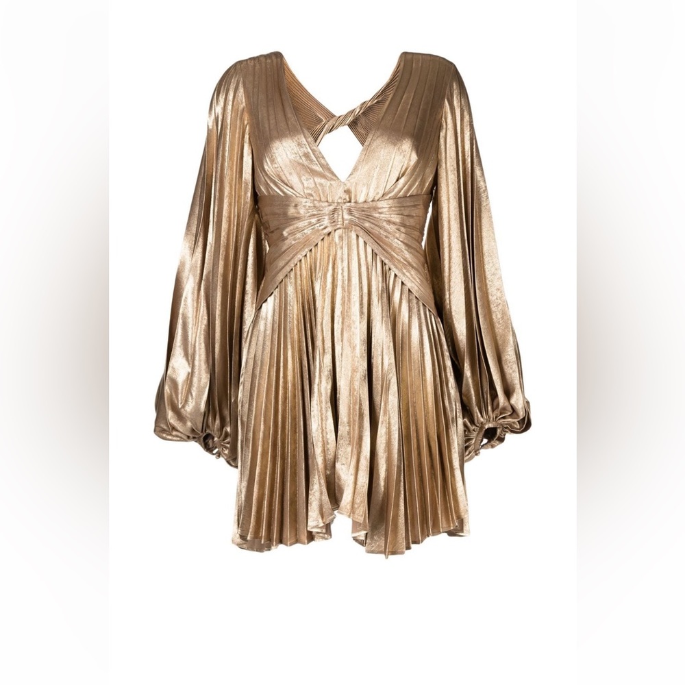Acler Geneva Pleated Dress- gold, 6